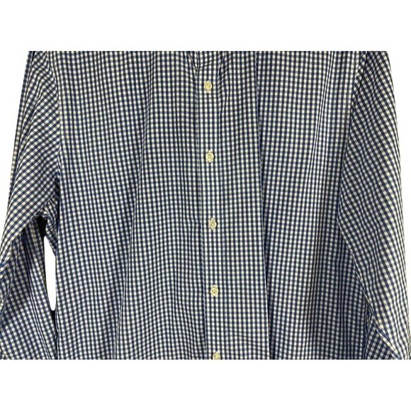 Bonobos Shirt Men 17.5 Blue Gingham Button Down Office Checks Collar Plaid Work - Picture 4 of 13